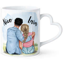 Partner-Tasse personalisiert Herz-Henkel mit Namen Geschenk Liebe Jahrestag Valentinstag SpecialMe®