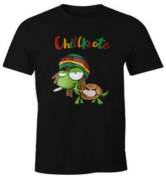 Herren T-Shirt Chillkröte Schildkröte Rastafrisur Joint Comic Stil Fun-Shirt Spruch lustig Moonworks®