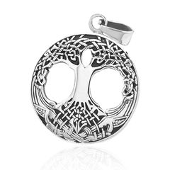 Anhänger Lebensbaum Edelstahl Halskette Lederkette Herren Damen Yggdrasil Keltisch Celtic