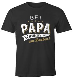 Herren T-Shirt 'Koch-Spruch bei Papa schmeckts am besten Fun-Shirt Spruch lustig Geschenk Vater Papa Moonworks®
