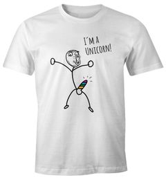 Herren T-Shirt Fun-Shirt mit Spruch I`'m a unicorn Motiv lustiges Strichmännchen Penis Einhorn Parodie Ironie Moonworks®