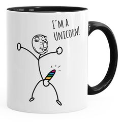Kaffee-Tasse mit Spruch I`'m a unicorn Motiv lustiges Strichmännchen Penis Einhorn Parodie Bürotasse Kaffeebecher MoonWorks®