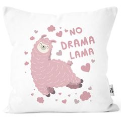 Kissen-Bezug Spruch No Drama Lama Kissen-Hülle Deko-Kissen Baumwolle MoonWorks®