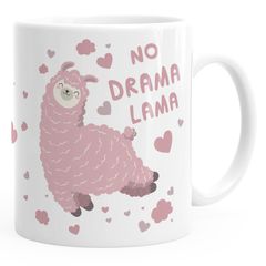 Kaffee-Tasse Spruch No Drama Lama Tier Motiv rosa Bürotasse lustige Kaffeebecher MoonWorks®