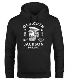 Hoodie Herren Kapitän Motiv Aufdruck Old Cptn Jackson Retro Print Kapuzen-Pullover Männer Neverless®