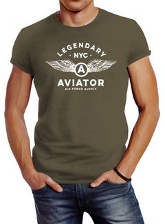 Herren T-Shirt Legendary NYC Aviator Air Force Luftwaffe Flügel Fashion Streetstyle Neverless® 