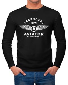 Herren Long-Sleeve Legendary NYC Aviator Air Force Luftwaffe Flügel Retro Design Langarm-Shirt Neverless®