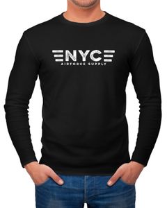 Herren Long-Sleeve Aufdruck NYC New York City Airforce Supply Print Design Langarm-Shirt Neverless®