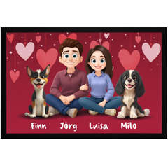 Fußmatte - Geschenk - Liebe - Paare - | - Clip - Art - Figuren - personalisierbar - | - Pärchen - Haustiere - Hund - Katze - | - Deko - Eingang - Einzugsgeschenk - | - rutschfest - waschbar - SpecialMe®