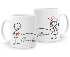 Kaffee-Tasse mit Namen Liebes-Paar Strichmännchen Motiv personalisierbar Liebesgeschenke Valentinstag Weihnachten (1 Tasse) SpecialMe®
