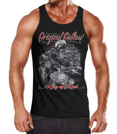 Herren Tanktop King Of The Road Motorrad Biker Skelett Rockabilly Neverless®