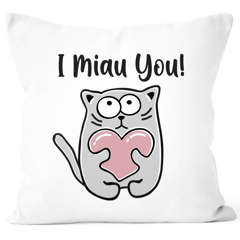 Kissenbezug Spruch I miau you lustige Katze mit Herz Geschenk-Idee Partner Freund Freundin Katzenliebhaber Liebeserklärung SpecialMe®