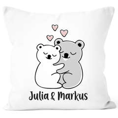 Kissen-Bezug personalisierbar anpassbare Namen Motiv Liebe Bärchen persönliche Geschenke Paare Partner romantische Geschenkidee SpecialMe®