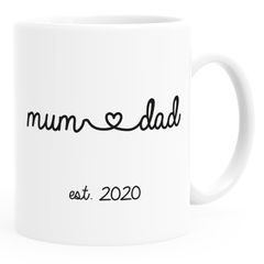 Kaffeetasse Aufdruck Mama Papa Mum Dad Geschenk Eltern individualisierbar Geburtsgeschenk anpassbare Jahreszahl SpecialMe®