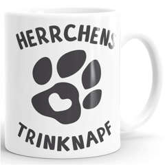 Kaffee-Tasse Spruch Herrchens Trinknapf Hundepfote-Motiv Becher Bürotasse Tasse Hunde-Liebhaber MoonWorks®