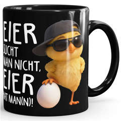 Tasse mit Spruch Eier sucht man nicht Eier hat man - Männer Statement - Bürotasse lustige Kaffeebecher - Keramik MoonWorks®