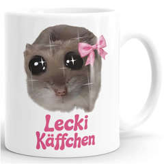 Tasse mit Spruch Lecki Käffchen Sad Hamster Meme - Geschenkidee Kaffeeliebhaber Bürotasse lustige Kaffeebecher - Keramik MoonWorks®