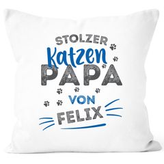Kissen-Bezug Geschenk Katzenbesitzer Spruch personalisierbar stolze/r Katzenmama/Katzenpapa von und Katzen-Name SpecialMe®