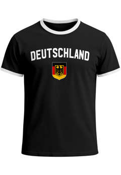 Klassisches Herren WM-Shirt Deutschland Flagge Retro Trikot-Look Fan-Shirt