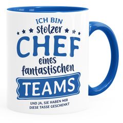 Kaffee-Tasse Bürotasse Spruch Ich bin stolze/r Chefin/Chef eines fantastischen Teams Geschenk Chef/in Teamleiter/in Vorgesetzter Moonworks®