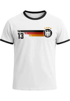 Herren T-Shirt Deutschland Fußball WM-Shirt 2026 Fanshirt Trikotnummer 13 Adler Deutschlandshirt Moonworks®