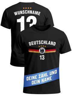 Herren T-Shirt Weltmeisterschaft Fußball WM 2026 Trikot Frontprint und Backprint personalisiert mit Name Deutschlandshirt Moonworks®