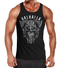Herren Tank-Top Aufdruck Valhalla Wikinger Helm Viking Odin Krieger Muskelshirt Muscle Shirt Neverless®