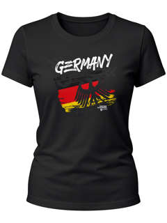 Damen WM-Shirt WM Fußball Weltmeisterschaft Deutschland Adler Slim Fit tailliert Moonworks®