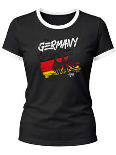 Damen WM-Shirt WM Fußball Weltmeisterschaft Deutschland Adler Vintage Slim Fit tailliert Moonworks®