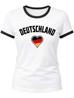 Damen WM-Shirt Deutschland Herz 2026 Retro Trikot-Look Moonworks®