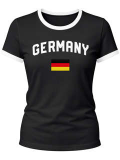Moonworks® Damen Deutschland Fan-Shirt T-Shirt Fußball WM EM Retro Fan-Trikot Weltmeisterschaft Weltmeisterschaft