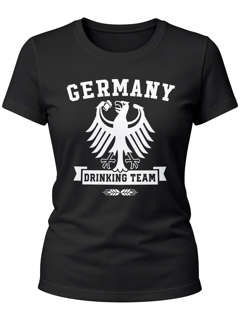 Lustiges Damen T-Shirt WM Deutschland Germany Drinking Team Slim Fit Moonworks®