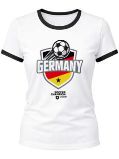 Damen Fan-Shirt WM-Shirt Badge Germany Deutschland Flagge Fußball Weltmeisterschaft 2026 Retro Fan-Trikot Moonworks®