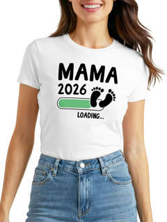 Damen T-Shirt Mama Oma Tante Patentente 2026 loading Geschenk für werdende {style_variation_string} Schwangerschaft Geburt Baby Slim Fit Moonworks®