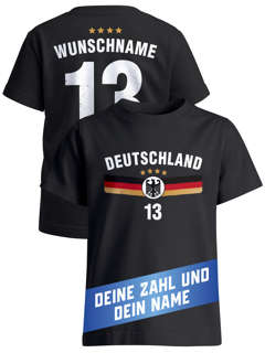 T-Shirt Jungen Deutschlandshirt WM 2026 Trikot-Stil personalisiert Name Nummer Fußball Fanshirt Geschenkidee Moonworks®