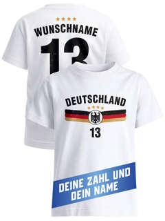 T-Shirt Mädchen Fußball WM 2026 Deutschlandshirt Trikot-Stil personalisiert Name Nummer Fanshirt Geschenkidee Moonworks®