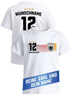 T-Shirt Mädchen Fußball WM 2026 Geschenkidee Deutschlandshirt Trikot-Stil personalisiert Name Nummer Fanshirt Moonworks®