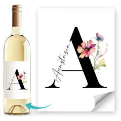 Weinetiketten mit Monogramm - Weinflaschenetiketten personalisiert Wunschname Buchstabe - Flaschenetiketten selbstklebend SpecialMe®