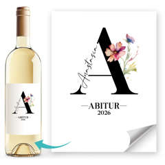 Weinetiketten personalisiert Monogramm Name Jahr Wunschtext - Abschluß Geschenk - Flaschenetiketten selbstklebend- Wein Gadget SpecialMe®