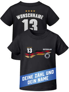 Baby T-Shirt Fussball Trikot mit Name und Wunschzahl Deutschland EM 2026 personalisierbares Fanshirt Junge/Mädchen Moonworks®