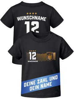 Baby T-Shirt WM 2026 Deutschlandshirt Trikot-Stil personalisiert Name Nummer Fußball Fanshirt Baumwolle Moonworks®