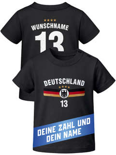 Baby T-Shirt Fußball Fanshirt WM 2026 Deutschlandshirt Trikot-Stil personalisiert Name Nummer Baumwolle Moonworks®