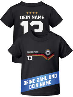Baby T-Shirt Fußball WM 2026 Fanshirt Deutschlandshirt Trikot-Stil personalisiert Name Nummer Baumwolle Moonworks®