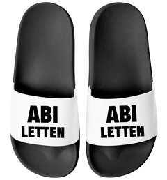 Badeschlappen Herren Abiletten - Geschenk Abitur Schulabschluss - Badelatschen mit Aufdruck - Männer Unisex Moonworks®