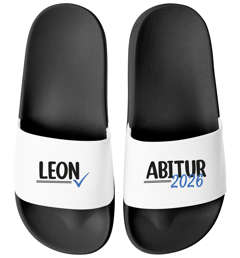 Badeschlappen Herren - personalisiert mit Namen - Geschenk Abitur 2026  -  Gadget Abiparty Lustig - Unisex Badelatschen Aufdruck Moonworks®