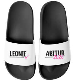 Badeschlappen Damen - personalisiert mit Name - Geschenkidee zum Abitur 2026 - Badelatschen Unisex mit Aufdruck Badeschuhe Frauen Moonworks®