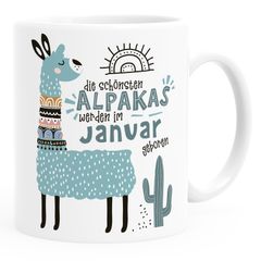 Kaffee-Tasse Die Schönsten Alpakas werden im Januar-Dezember geboren anpassbares Motiv Geburtsmonat individuelle Geburtags-Geschenke Lama SpecialMe®