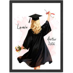 Poster personalisiert mit Name - Geschenkidee Abschluss {variation3} 2026 Geschenk Frauen Wandposter Prüfung Bestanden SpecialMe®
