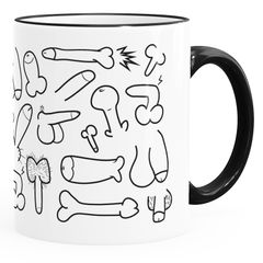 Kaffee Tasse Penis-Muster Fun-Motiv Pimmel-Becher Bürotasse Aufdruck lustig weiß unisize MoonWorks®