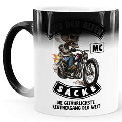 Zaubertasse Farbwechsel Tasse Club der alten Säcke Biker Motorrad Skelett Geschenk 50. 60. 70. 80. Geburtstag MoonWorks®